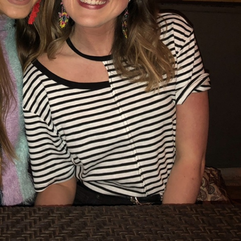 fab’rik Striped Cut Out Top
